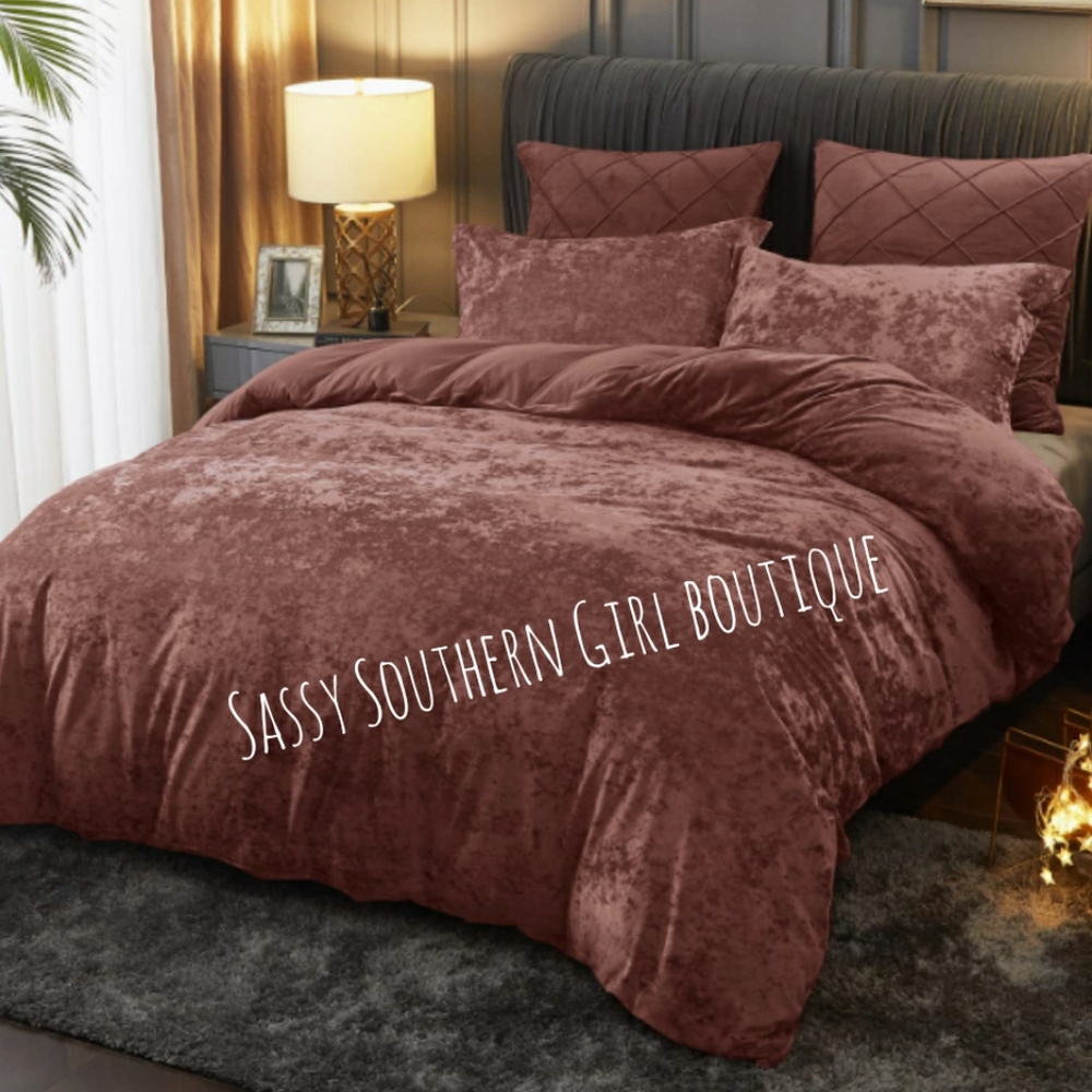 🆕⭐Rose mauve pink velvet duvet cover set
